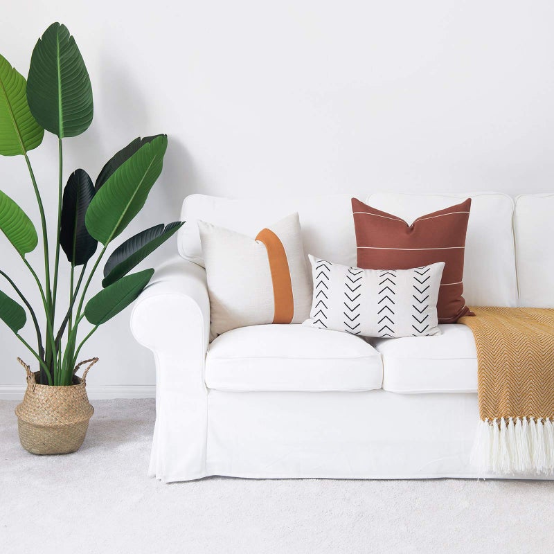 Hofdeco Modern Boho Decorative Throw Pillow Cover Only, for Couch, Sofa, Bed, Rust Stripes, 20"x20" - Image 5